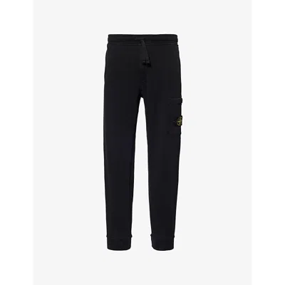 Stone Island Mens Black Brand-badge Tapered-leg Regular-fit Cotton-jersey Jogging Bottoms