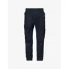 Stone Island Mens Navy Blue Brand-badge Tapered-leg Regular-fit Stretch-cotton Trousers In Navy Blue