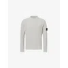 Stone Island Mens Pearl Grey Brand-badge Waffle-texture Cotton Jumper