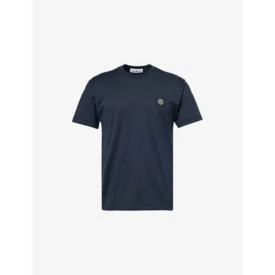 Stone Island Mens Navy Blue Brand-patch Regular-fit Cotton-jersey T-shirt