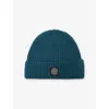 Stone Island Mens Dark Green Brand-patch Ribbed Wool Beanie In Green