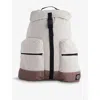 Stone Island Mens Cream/brown Brand-patch Zip-pockets Linen-blend Backpack