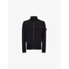 Stone Island Core Black Cotton Jersey Sweater With Stand-up Collar And Detachable Badge In Black