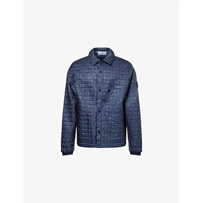 Stone Island Mens Dark Blue Crinkle Logo-patch Woven Jacket Xl