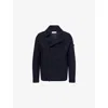 Stone Island Mens Navy Blue Felted Double-breasted Wool Jacket In Blue