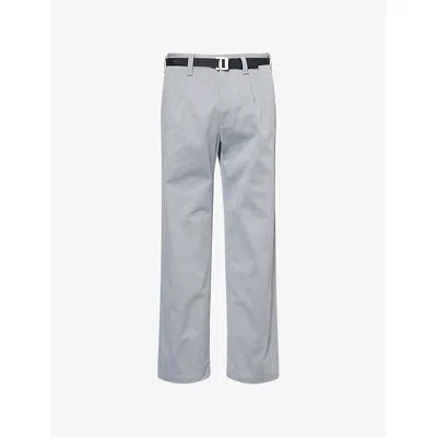 Stone Island Marina Wide-leg Belted Pleated Cotton-blend Gabardine Trousers In Blue