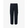 Stone Island Stretch Cotton Cargo Pants With Back Pocket In Navy Blue