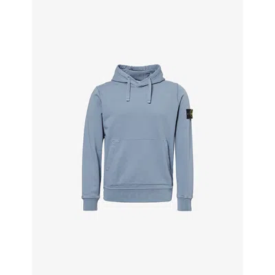 Stone Island Mens Dark Blue Kangaroo-pocket Brand-badge Cotton-jersey Hoody