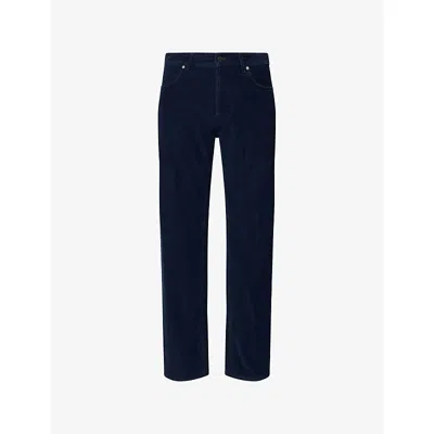 Stone Island Mens Indigo Micro Corduroy Straight-leg Cotton-blend Jeans In Blue