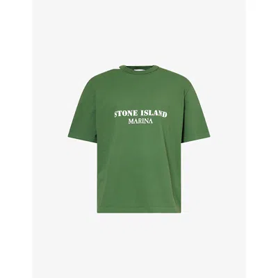 Stone Island Mens Quartz Green S.i. Marina Logo Cotton-jersey T-shirt