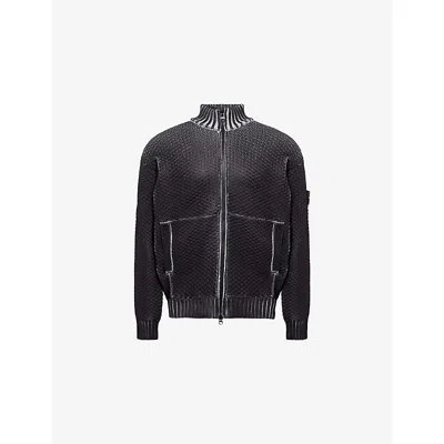 STONE ISLAND MENS STONE ISLAND SUBLIMATIC-PRINT TEXTURED WOVEN-KNITTED CARDIGAN