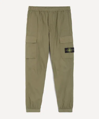 Stone Island Mens Stretch Cotton Tela Cargo Trousers In Green