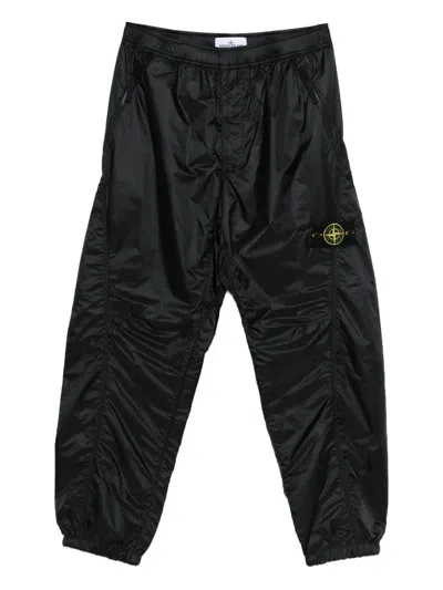 Stone Island Midnight Blue Nylon Joggers In Black