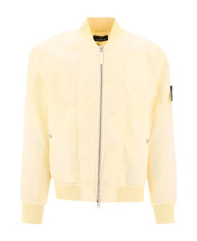 Stone Island Mesh-panel Bomber Jacket In Yellow