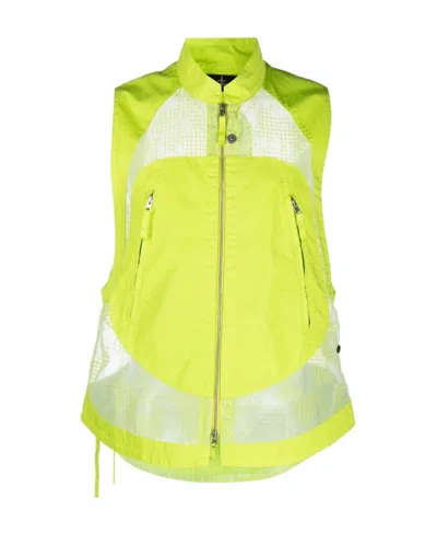 Stone Island Mesh-panel Vest In Yellow