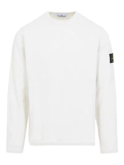 Stone Island Mesh Stitch Organic Cotton Fleece Sweatshirt In Neutral