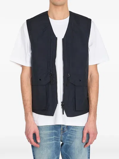 Stone Island Technical Vest With Double-slider Zip In Blue