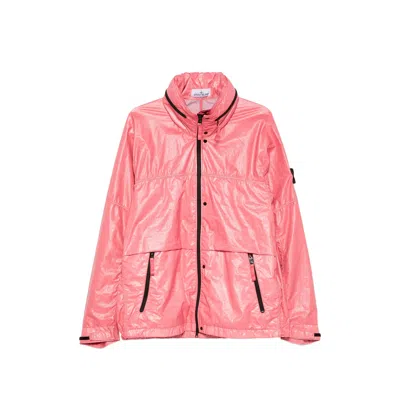 Stone Island Garment-dyed Crinkled Nylon 3l-tc Hooded Jacket In Pink