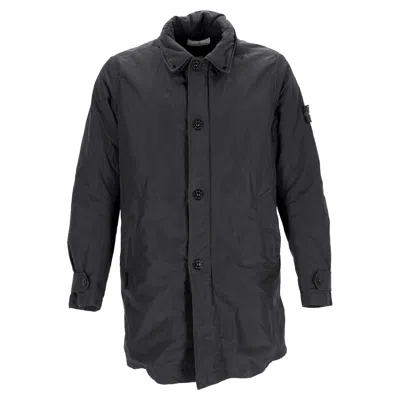 Stone Island Micro Reps Coat In Black Polyester