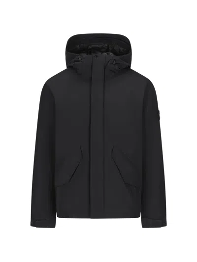 Stone Island Micro Reps Hooded Down Jacket In Gray