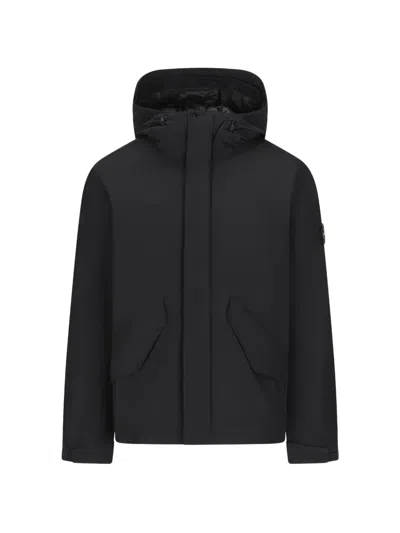 Stone Island Micro Reps Hooded Down Jacket In Gray