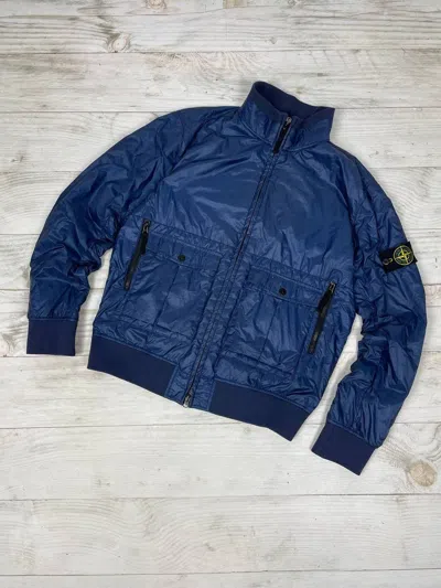 Pre-owned Stone Island Micro Rip Stop 7 Den /tyvek Shield Jacket In Blue