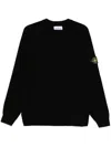 Stone Island Lightweight Wool Crew Neck Pullover In Black