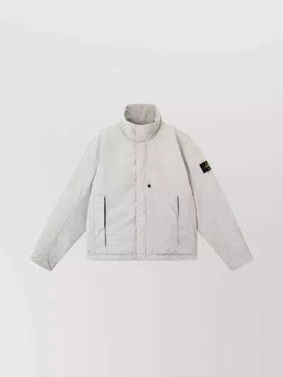 Stone Island Micro Twill Eyelet Collar Jacket In White