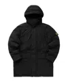 Stone Island Micro Twill Hooded Coat In Black