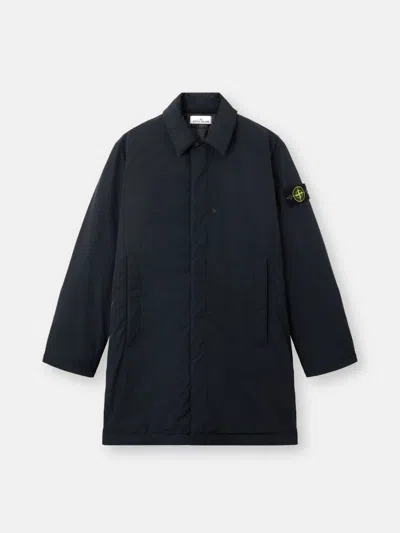 Stone Island Quilted Twill Jacket With Double Pockets In Blue
