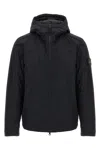 Stone Island Black Hooded Windbreaker Jacket In Black