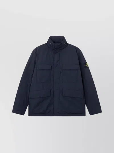 Stone Island Micro Twill Jacket Hooded In Blue