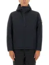 Stone Island Hooded Quilted Jacket Side Pockets In Multi