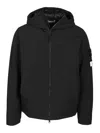 Stone Island Micro Twill Padded Hooded Jacket In Black