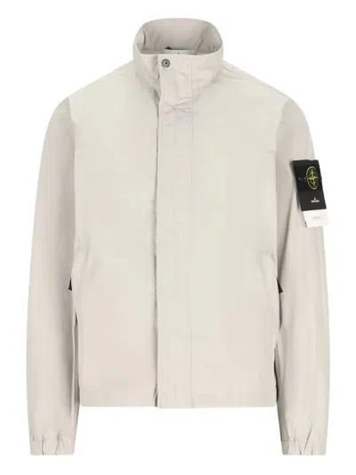 Stone Island Micro Twill Short Parka In Gray