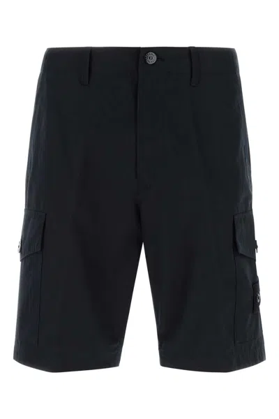 Stone Island Midnight Blue Cotton Bermuda Shorts In Navy