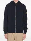 Stone Island Midnight Blue Cotton Hoodie With Patch Logo Sleeve