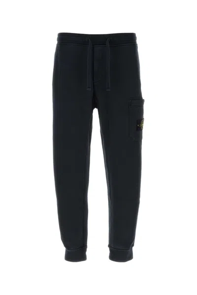 Stone Island Midnight Blue Cotton Joggers In Navy