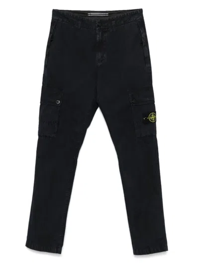 Stone Island Midnight Blue Jeans With Functional Zip Pockets In Black