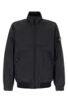 Stone Island Nylon Jacket High Collar Elastic Cuffs In Black