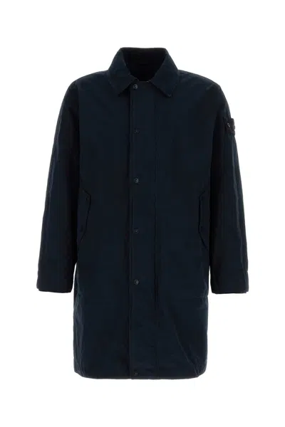 Stone Island Midnight Blue Polyester Blend Trench Coat