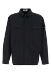 Stone Island Compass-patch Zip-up Overshirt In Navy