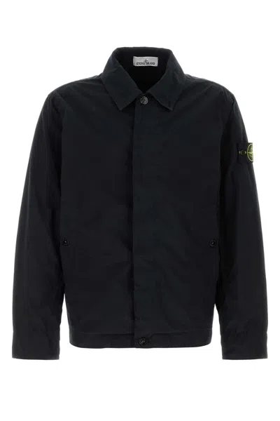 Stone Island Midnight Blue Stretch Polyester Jacket In Navy