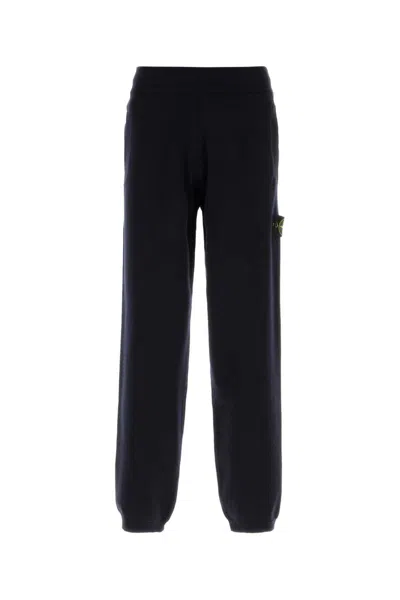 Stone Island Midnight Blue Wool Blend Joggers