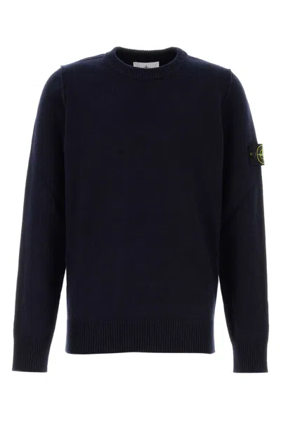 Stone Island Midnight Blue Wool Blend Sweater In Black