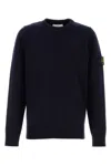 Stone Island Lightweight Wool Crew Neck Pullover In Blue