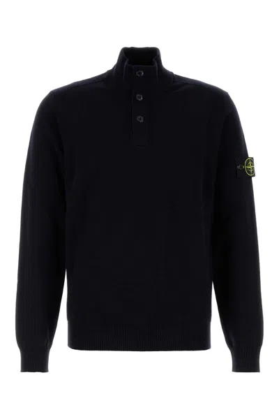 STONE ISLAND STONE ISLAND MIDNIGHT BLUE WOOL BLEND SWEATER