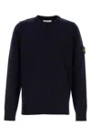 Stone Island Lightweight Wool Crew Neck Pullover In Blue