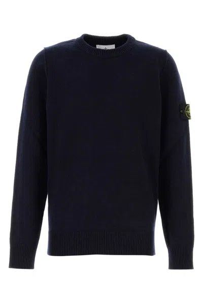 STONE ISLAND STONE ISLAND MIDNIGHT BLUE WOOL BLEND SWEATER