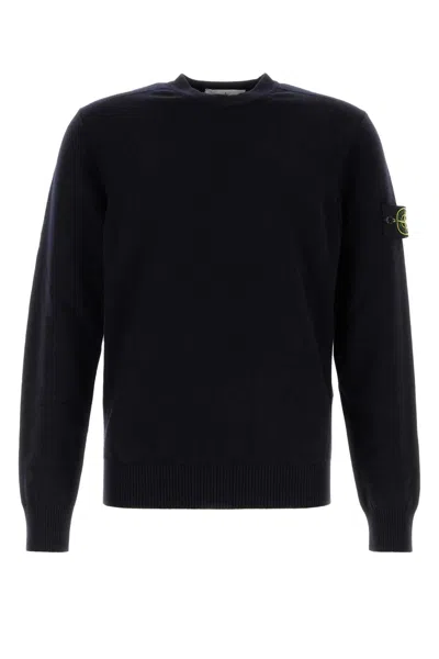 STONE ISLAND STONE ISLAND MIDNIGHT BLUE WOOL BLEND SWEATER